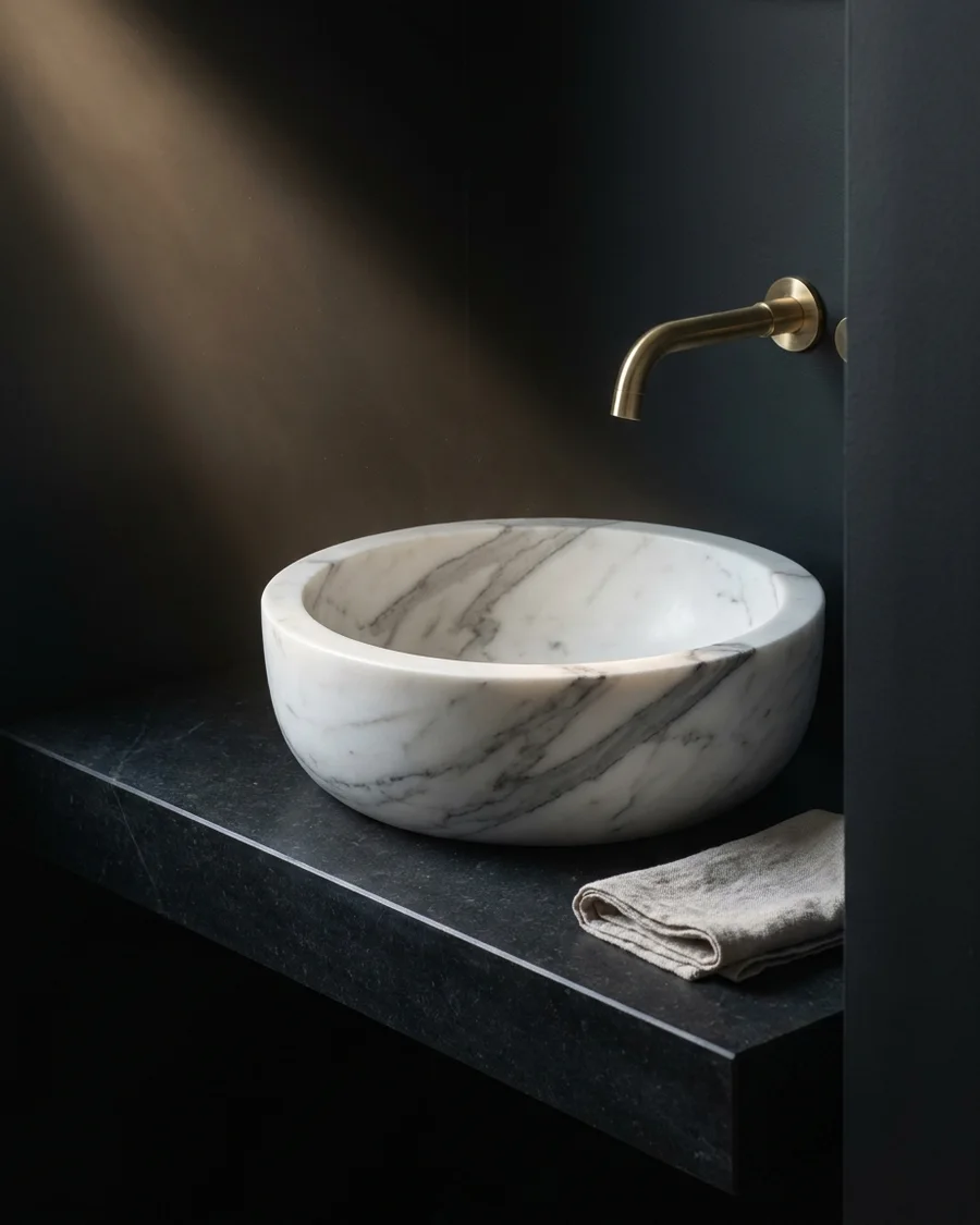 Kumbha — Indian Statuario Marble · Ø 42 cm