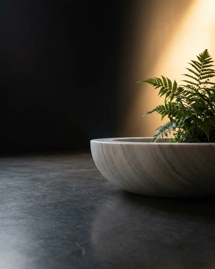 Ankur in Pearl White Quartzite — seen from another angle