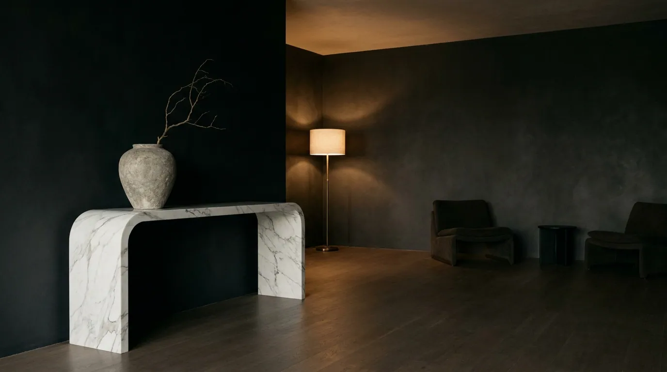 Preview of a marble console placed in a room