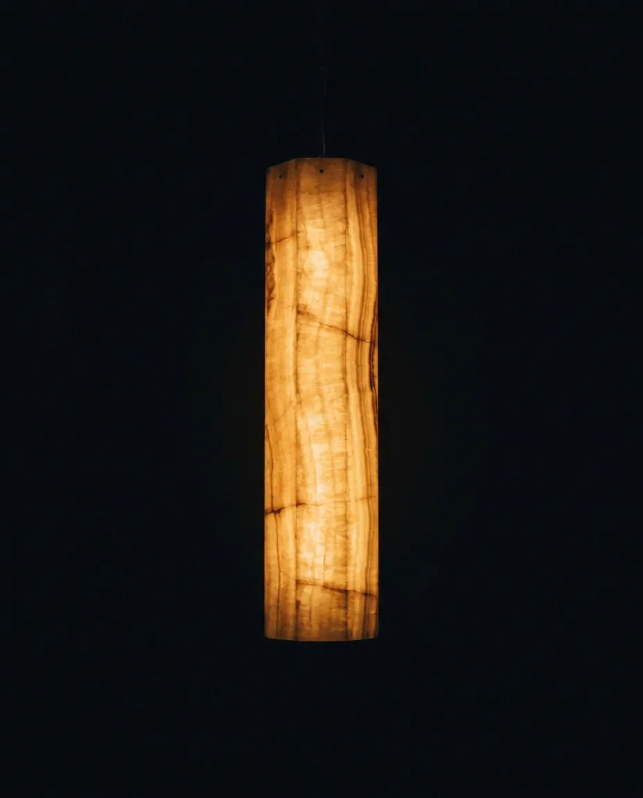 Backlit stone chandeliers